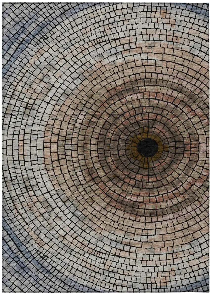 Beige And Taupe Geometric Washable Indoor Outdoor Area Rug Photo 2