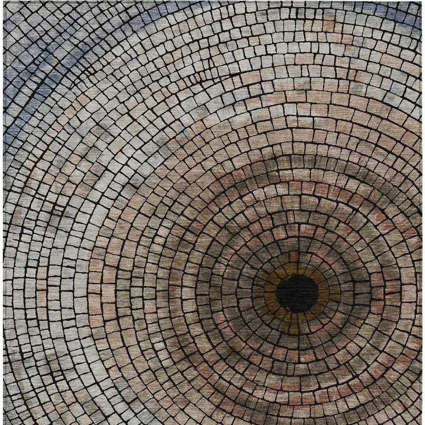 Beige And Taupe Geometric Washable Indoor Outdoor Area Rug Photo 4