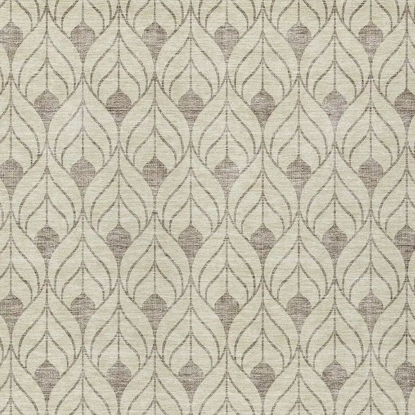 Beige And Taupe Geometric Washable Indoor Outdoor Area Rug Photo 5