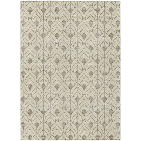 Beige And Taupe Geometric Washable Indoor Outdoor Area Rug Photo 2