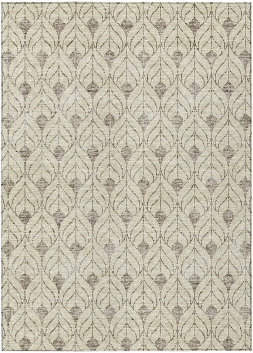 Beige And Taupe Geometric Washable Indoor Outdoor Area Rug Photo 2