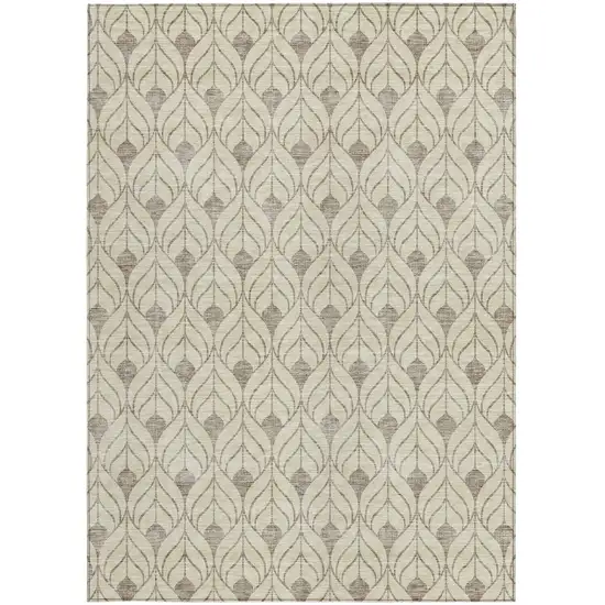 Beige And Taupe Geometric Washable Indoor Outdoor Area Rug Photo 6