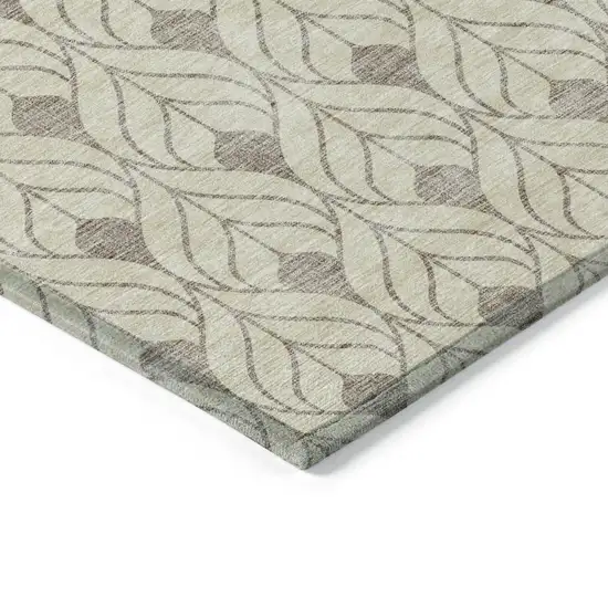 Beige And Taupe Geometric Washable Indoor Outdoor Area Rug Photo 4