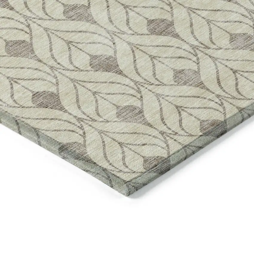 Beige And Taupe Geometric Washable Indoor Outdoor Area Rug Photo 4