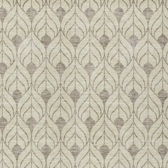 Beige And Taupe Geometric Washable Indoor Outdoor Area Rug Photo 5
