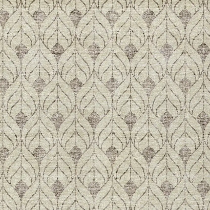 Beige And Taupe Geometric Washable Indoor Outdoor Area Rug Photo 5