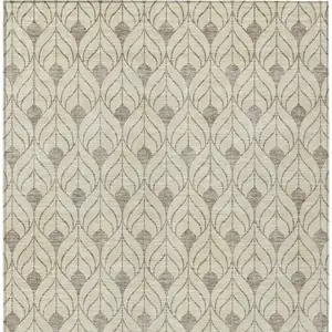 Photo of Beige And Taupe Geometric Washable Indoor Outdoor Area Rug