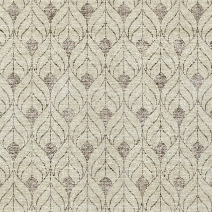 Beige And Taupe Geometric Washable Indoor Outdoor Area Rug Photo 5
