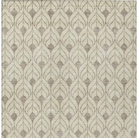 Beige And Taupe Geometric Washable Indoor Outdoor Area Rug Photo 5