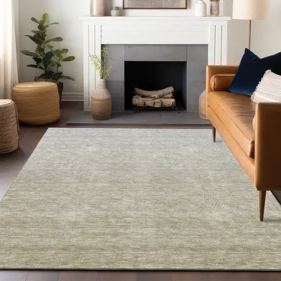 Beige And Taupe Ombre Washable Area Rug With UV Protection Photo 5