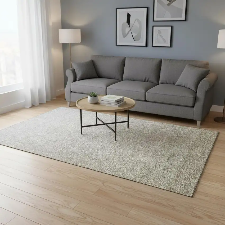 Beige And Taupe Ombre Washable Area Rug With UV Protection Photo 2