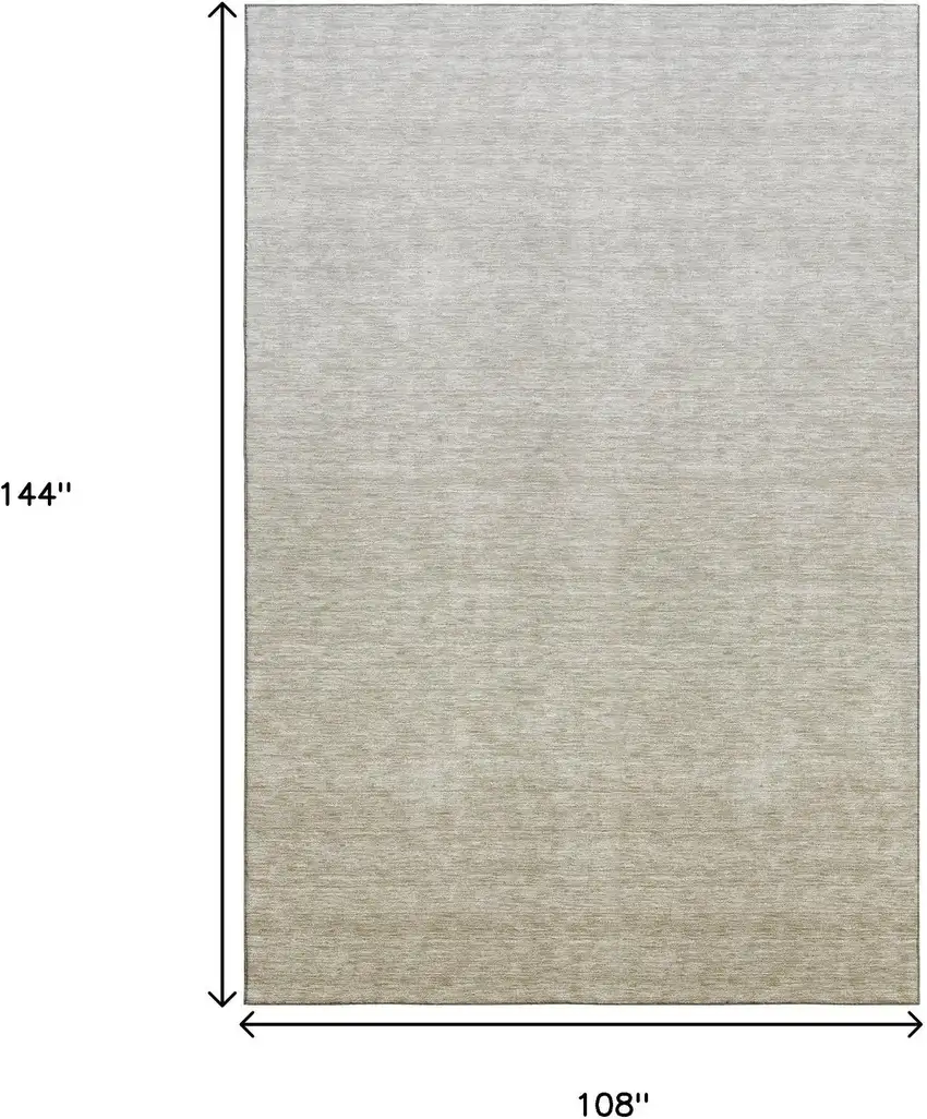 Beige And Taupe Ombre Washable Area Rug With UV Protection Photo 3