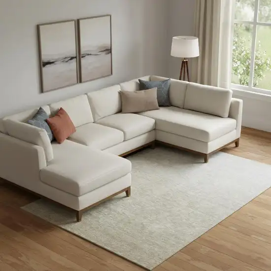 Beige And Taupe Ombre Washable Area Rug With UV Protection Photo 1