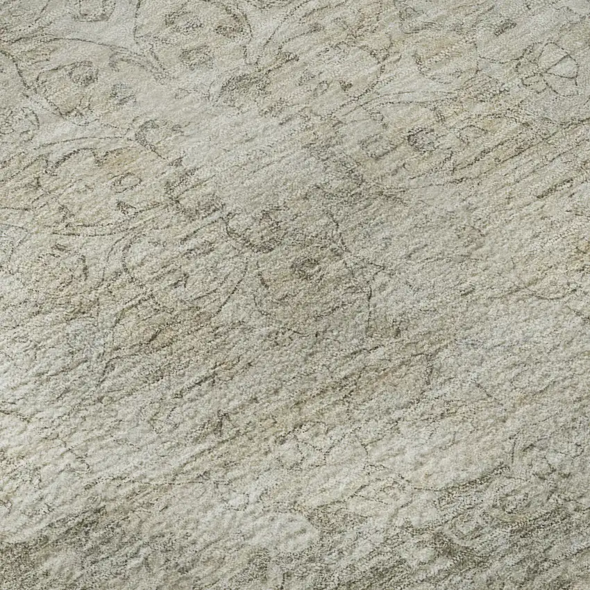 Beige And Taupe Oriental Washable Area Rug With UV Protection Photo 9