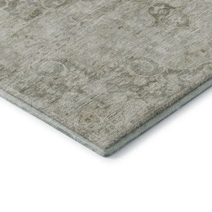 Beige And Taupe Oriental Washable Area Rug With UV Protection Photo 6