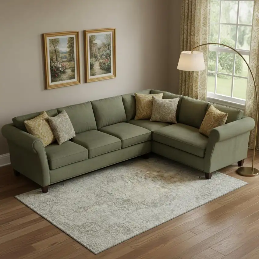 Beige And Taupe Oriental Washable Area Rug With UV Protection Photo 2