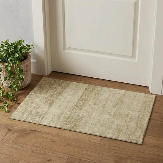 Beige And Taupe Oriental Washable Area Rug With UV Protection Photo 1