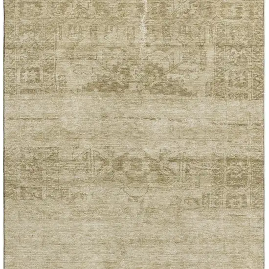 Beige And Taupe Oriental Washable Area Rug With UV Protection Photo 4