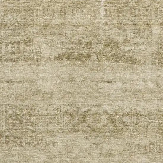 Beige And Taupe Oriental Washable Area Rug With UV Protection Photo 2