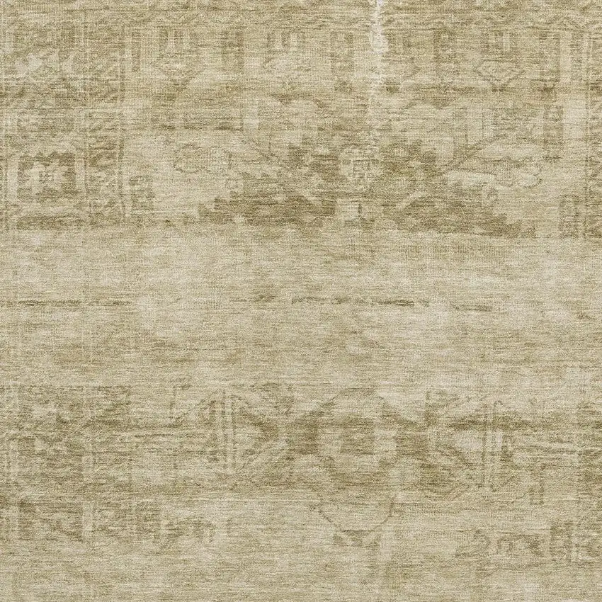 Beige And Taupe Oriental Washable Area Rug With UV Protection Photo 2