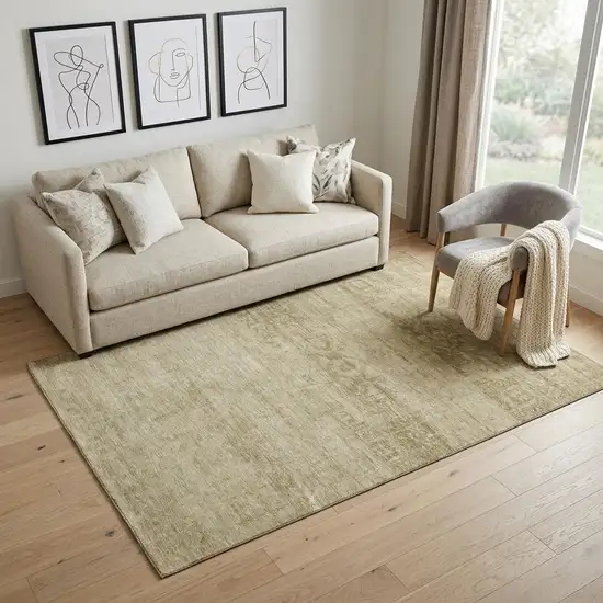 Beige And Taupe Oriental Washable Area Rug With UV Protection Photo 1