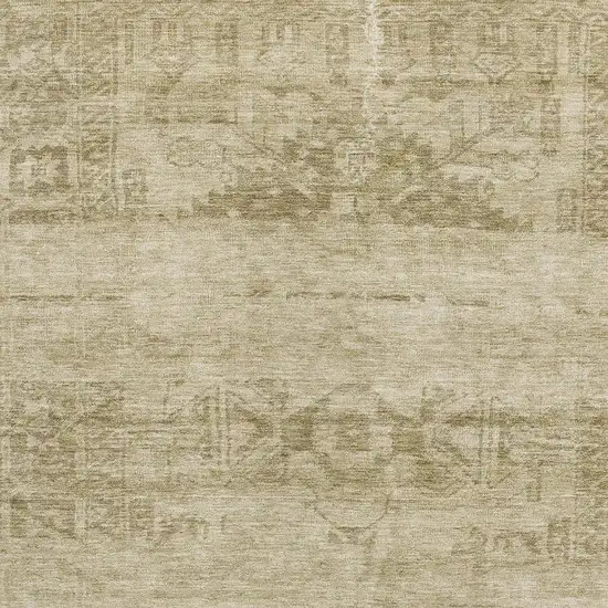 Beige And Taupe Oriental Washable Area Rug With UV Protection Photo 2