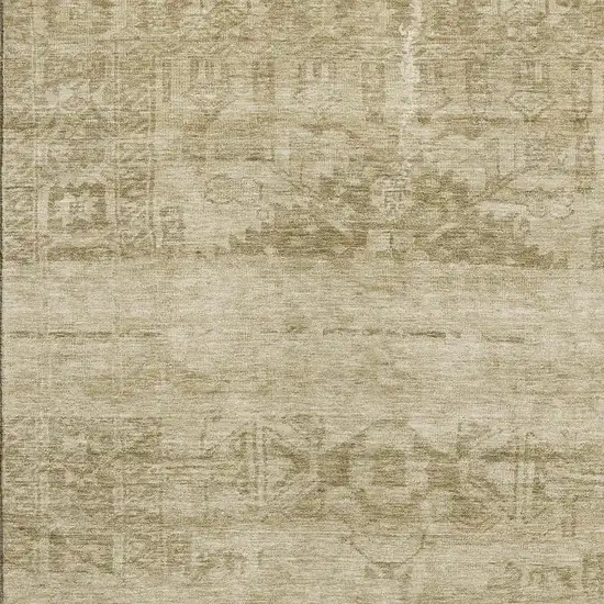 Beige And Taupe Oriental Washable Area Rug With UV Protection Photo 2