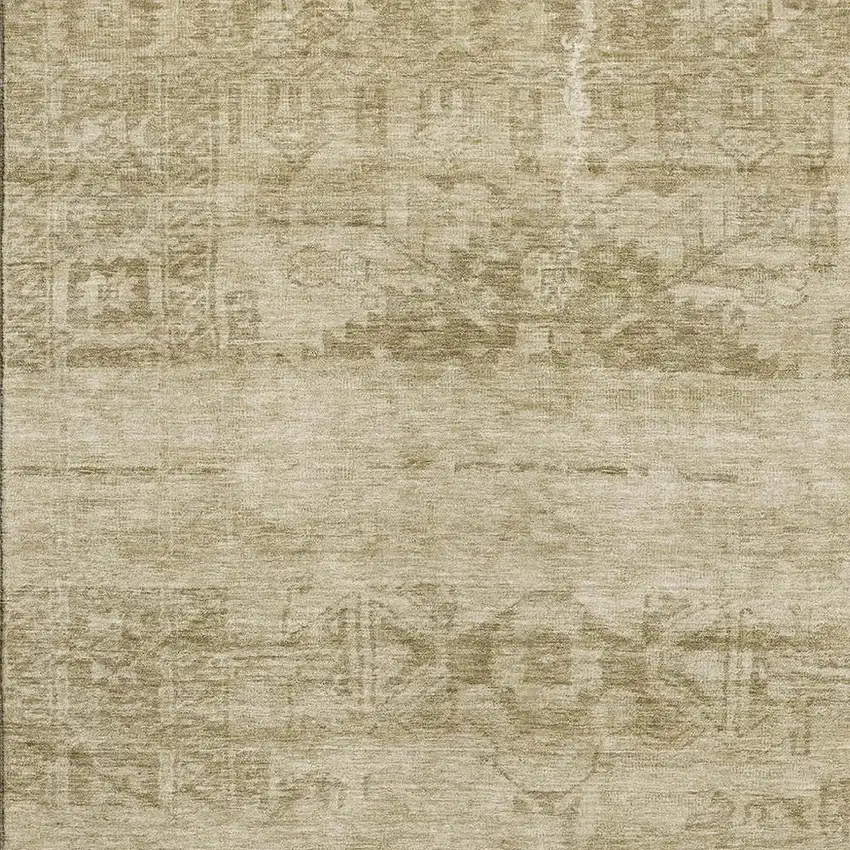 Beige And Taupe Oriental Washable Area Rug With UV Protection Photo 2
