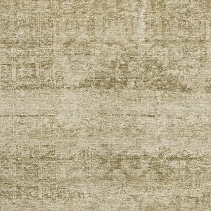Beige And Taupe Oriental Washable Area Rug With UV Protection Photo 2