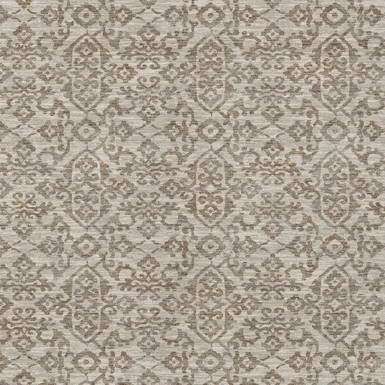 Beige And Taupe Oriental Washable Indoor Outdoor Area Rug Photo 3