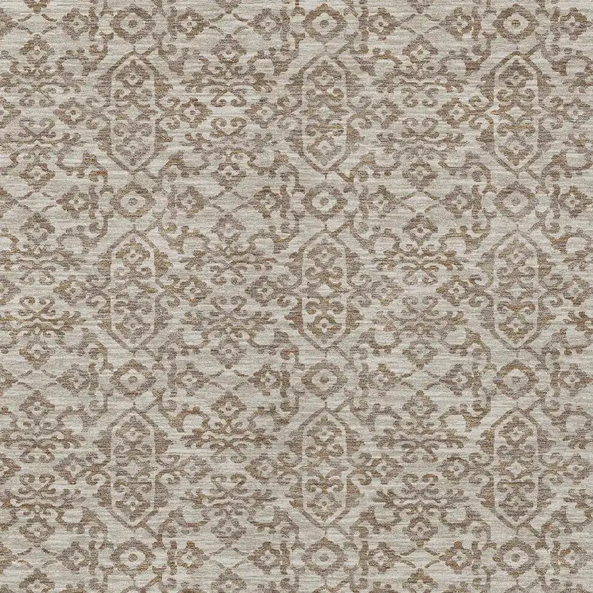 Beige And Taupe Oriental Washable Indoor Outdoor Area Rug Photo 3