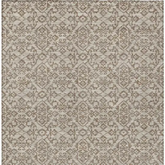 Beige And Taupe Oriental Washable Indoor Outdoor Area Rug Photo 4
