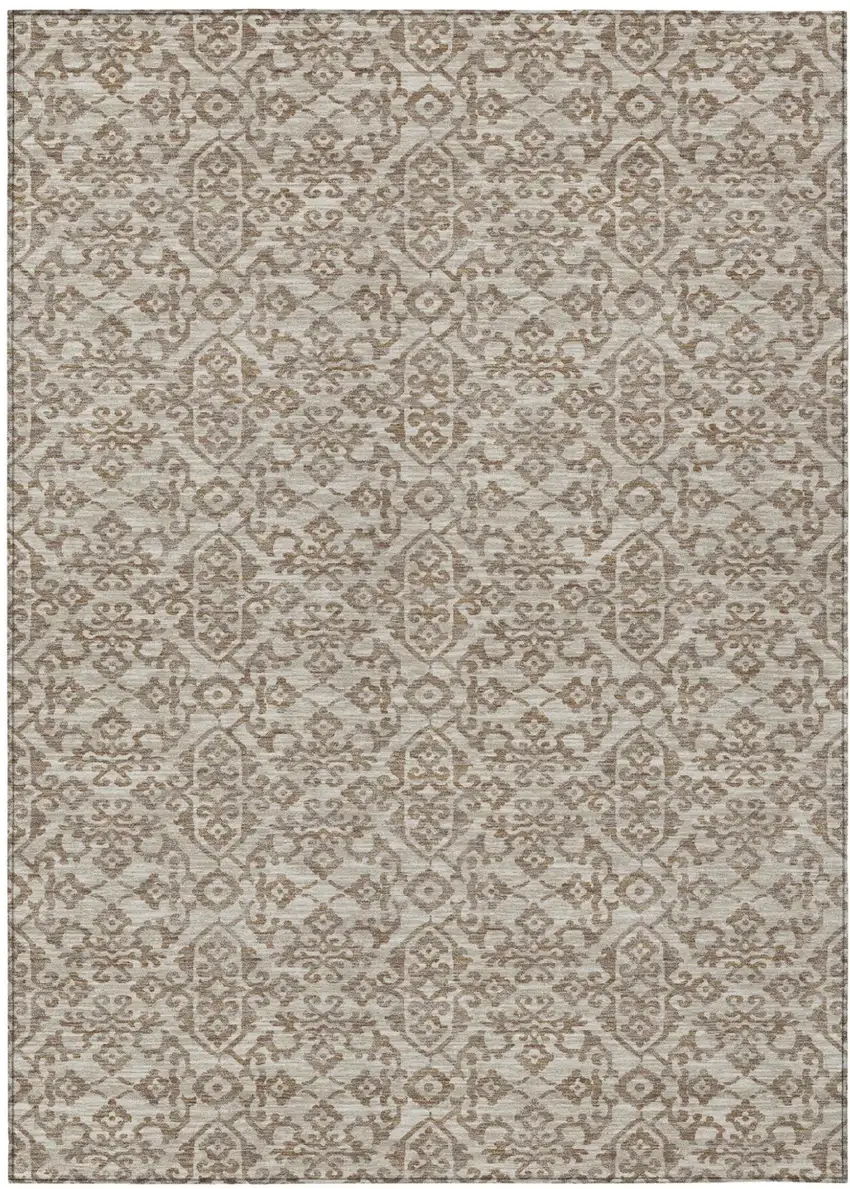 Beige And Taupe Oriental Washable Indoor Outdoor Area Rug Photo 2