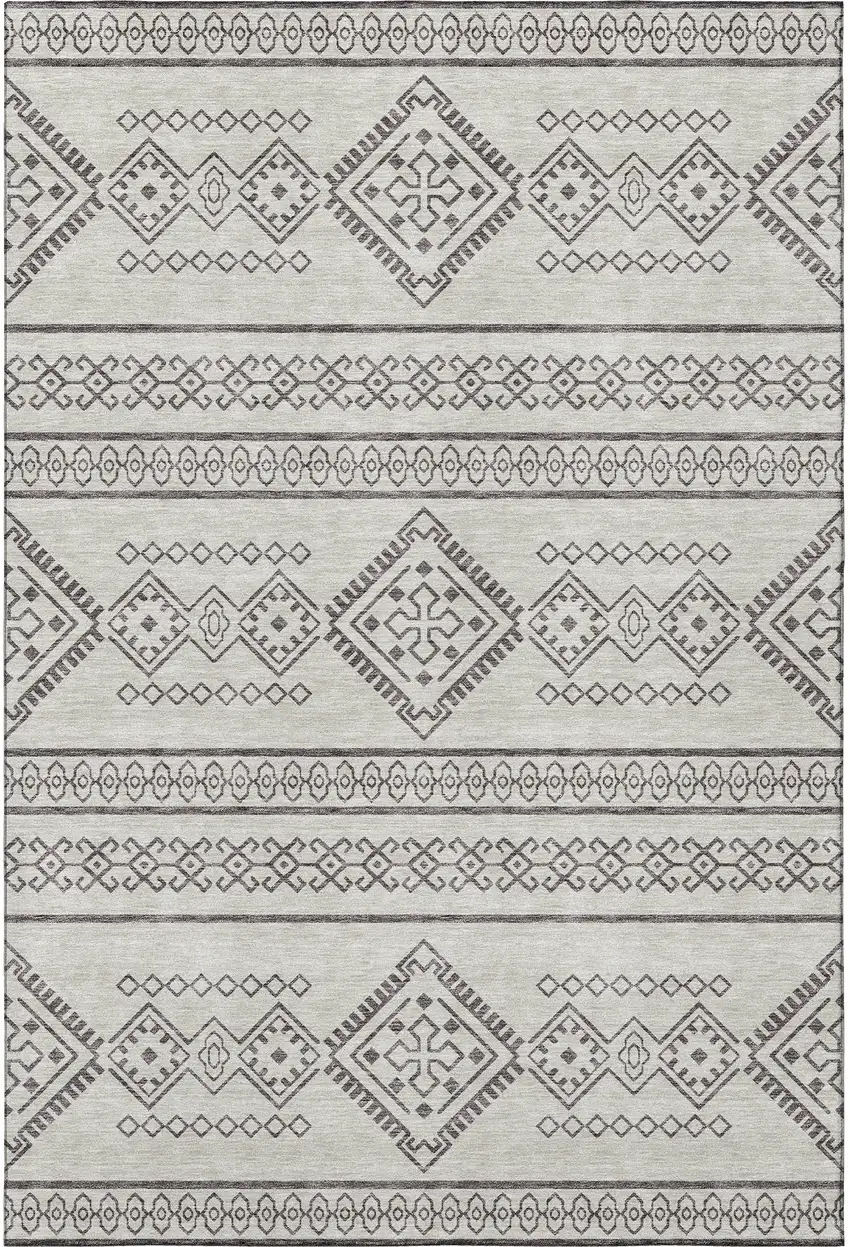 Beige And Taupe Southwestern Washable Area Rug With UV Protection Photo 3
