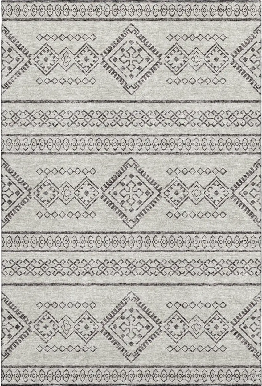 Beige And Taupe Southwestern Washable Area Rug With UV Protection Photo 1