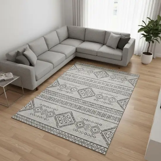 Beige And Taupe Southwestern Washable Area Rug With UV Protection Photo 2