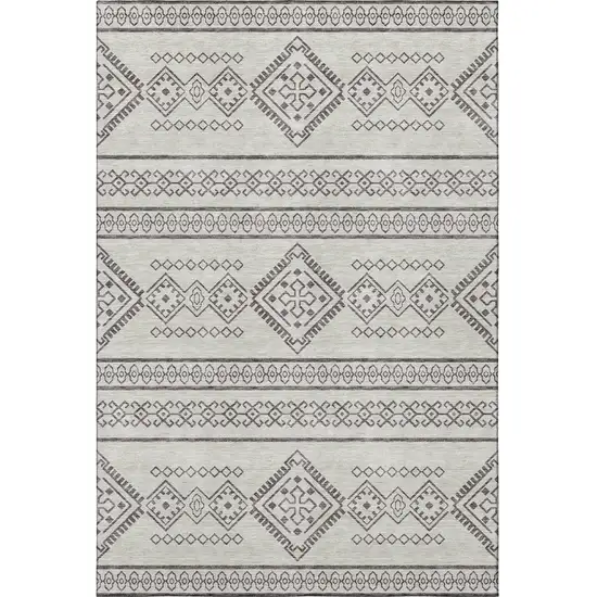 Beige And Taupe Southwestern Washable Area Rug With UV Protection Photo 4