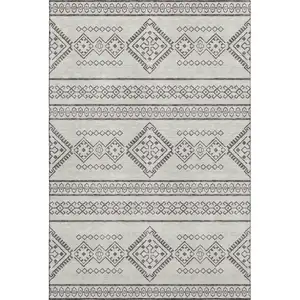 Photo of Beige And Taupe Southwestern Washable Area Rug With UV Protection
