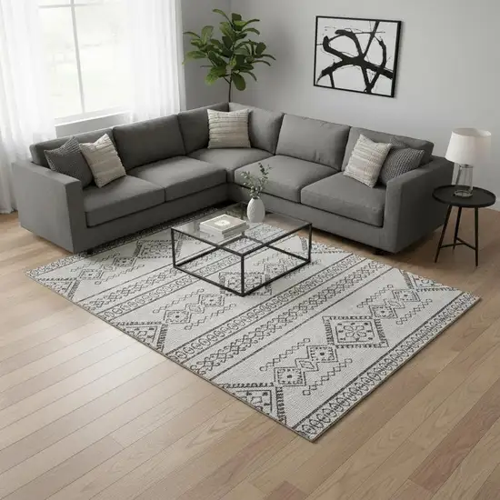 Beige And Taupe Southwestern Washable Area Rug With UV Protection Photo 2