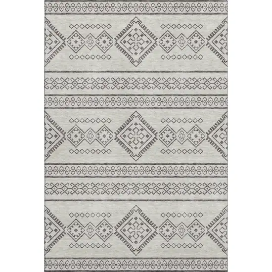 Beige And Taupe Southwestern Washable Area Rug With UV Protection Photo 1