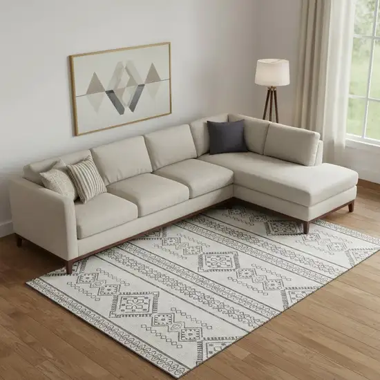 Beige And Taupe Southwestern Washable Area Rug With UV Protection Photo 1