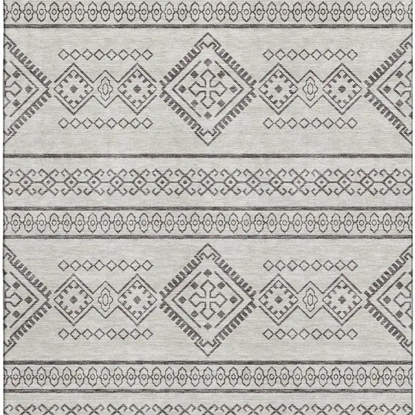 Beige And Taupe Southwestern Washable Area Rug With UV Protection Photo 4