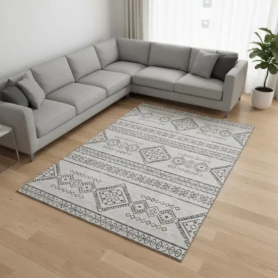 Beige And Taupe Southwestern Washable Area Rug With UV Protection Photo 2