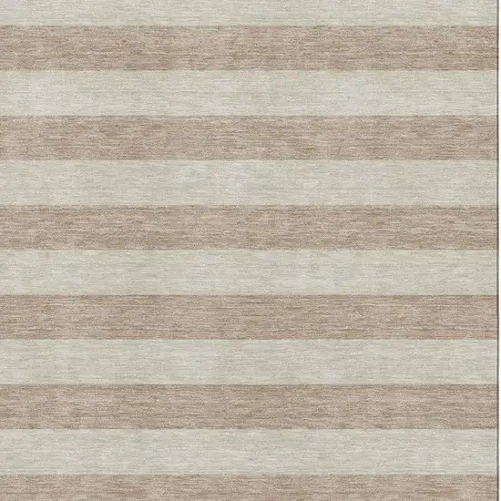 Beige And Taupe Striped Washable Area Rug With UV Protection Photo 3