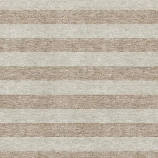 Beige And Taupe Striped Washable Area Rug With UV Protection Photo 7