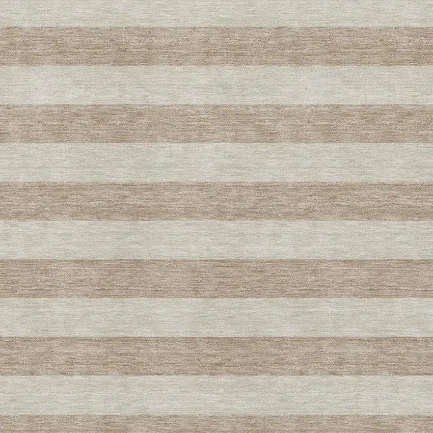 Beige And Taupe Striped Washable Area Rug With UV Protection Photo 7