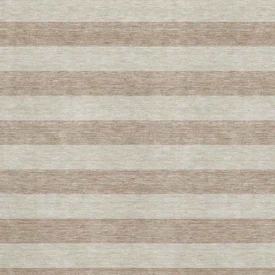 Beige And Taupe Striped Washable Area Rug With UV Protection Photo 9
