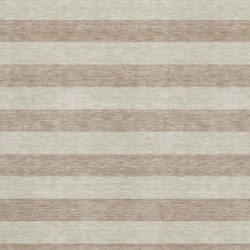 Beige And Taupe Striped Washable Area Rug With UV Protection Photo 9