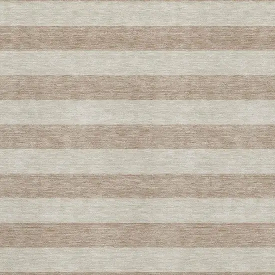 Beige And Taupe Striped Washable Area Rug With UV Protection Photo 4