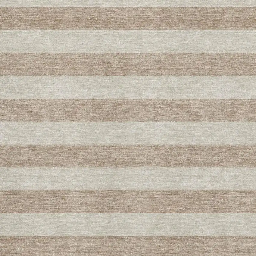 Beige And Taupe Striped Washable Area Rug With UV Protection Photo 3